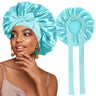 New Women Satin Bonnet Silky Sleep Cap Curly Hair Wrap For Sleeping Cap Adjustable Bonnets With Tie Band Nightcap Hair Care Cap