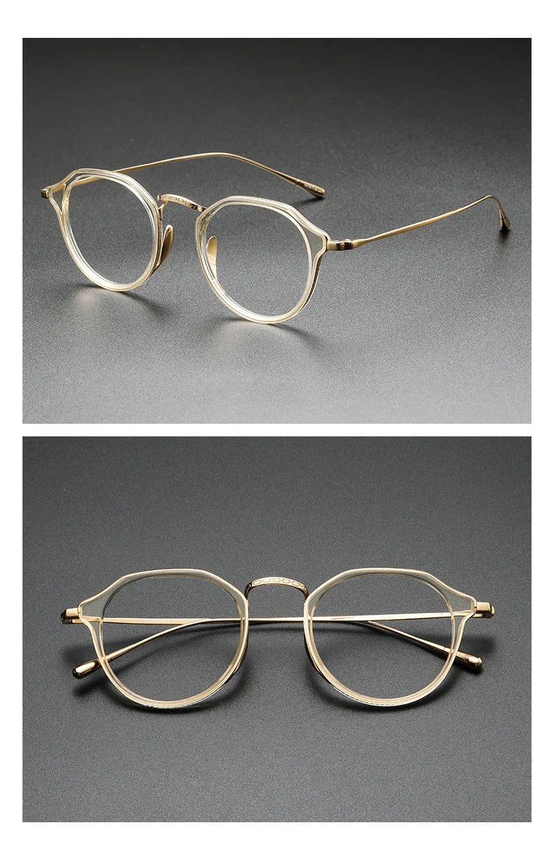 2025 New INS Men's Ultra Light Pure Titanium Glasses Frame Fashion Trend Women's Anti Blue Light Glasses Polygonal Prescription