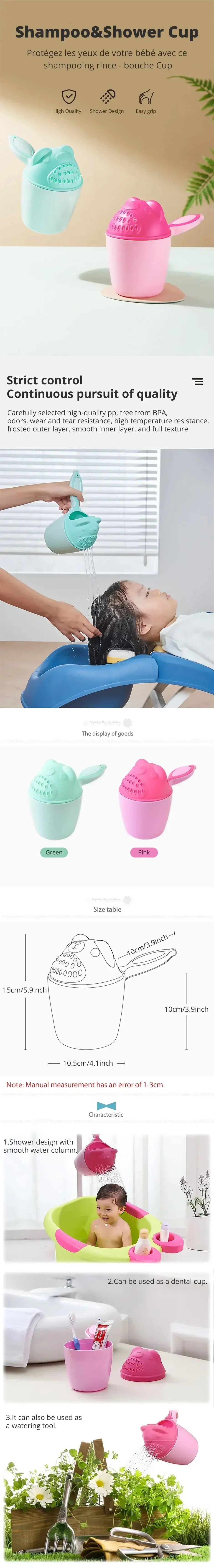 Baby Shower Toddle Shampoo Cup Cute Cartoon Baby Bath Spoons with Protect Kid Eyes Child Washing Hair Cup Kids Bathing Tool