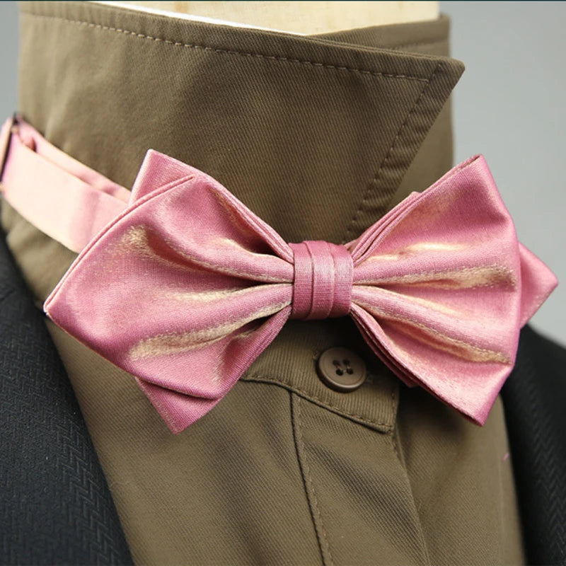 4 Styles Solid Color Black White Wine Bow Ties New Ribbon Gilded Butterfly Double Layered Wedding Party Bowknot Tuxedo Cravat