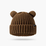 Cute Bear Ear Knitted Wool Hat Women Fashion Hooded Thick Beanies Cap Winter Warm Woolen Hats Designer Kpop Personality Bonnet