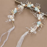 Elegant Girls Headband Lmitated Pearl Hair Headdress Baby Girls Flower Wreath Bride Garland Head Hoop Wedding Headbands Hair