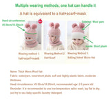 2-4year kid's knitted hat winter warm woolen hat  mask scarf one-piece