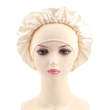 Women's Satin Solid Elastic Wide-brimmed Sleeping Hat Unisex Head Wrap Elastic Band Cap Hair Care Bonnet Night Hat bonnet