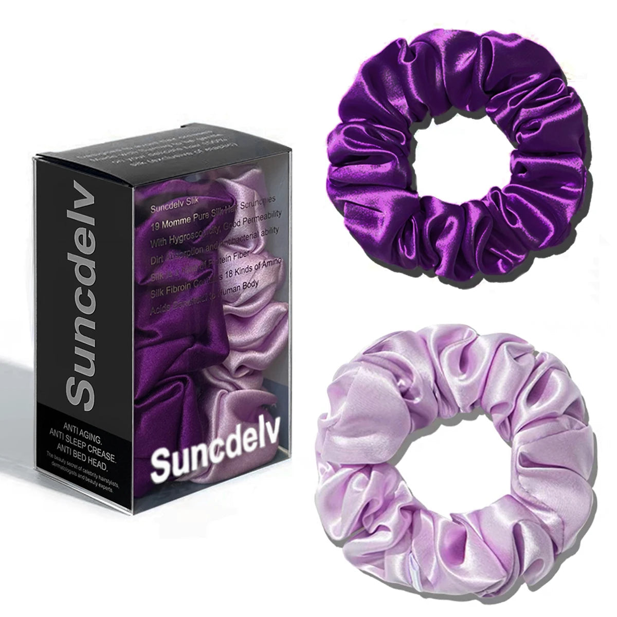 2PCS 3.5CM Mulberry Silk Scrunchies Women Grils Hair Ties for Hair Sleep No Damage Hairband Curly Hair Elastics Ponytail Holder
