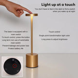 1PC Metal Classic Table Lamp USB Rechargeable Night Light Stepless Dimming Touch 3 Level Bedside Lamp Hotel Bar Decoration