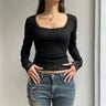 Sexy Black T-shirt Women Autumn New Lace Tees Fashion Streetwear O-Neck Casual Slim Long Sleeves T-shirt Female Versatile Top