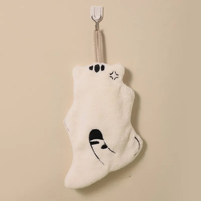 Hanging Hand Towel Home Coral Fleece Hands Towel Kitchen Hanging Washcloth Double-layer Thickened Speed Absorbent Handkerchief