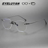 EYELUYAN Prescription Glasses 1.61 MR-8 Anti Radiation Aspheric Lens Myopia Optical Rimless Eyeglasses Pure Titanium Frame