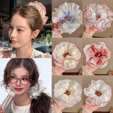 Women Lace Hair Scrunchies Girls Elastic Hair Bands Ponytail Holders Tie Hair Hoop Large Plaid Scrunchy Rubber Bands Headwear