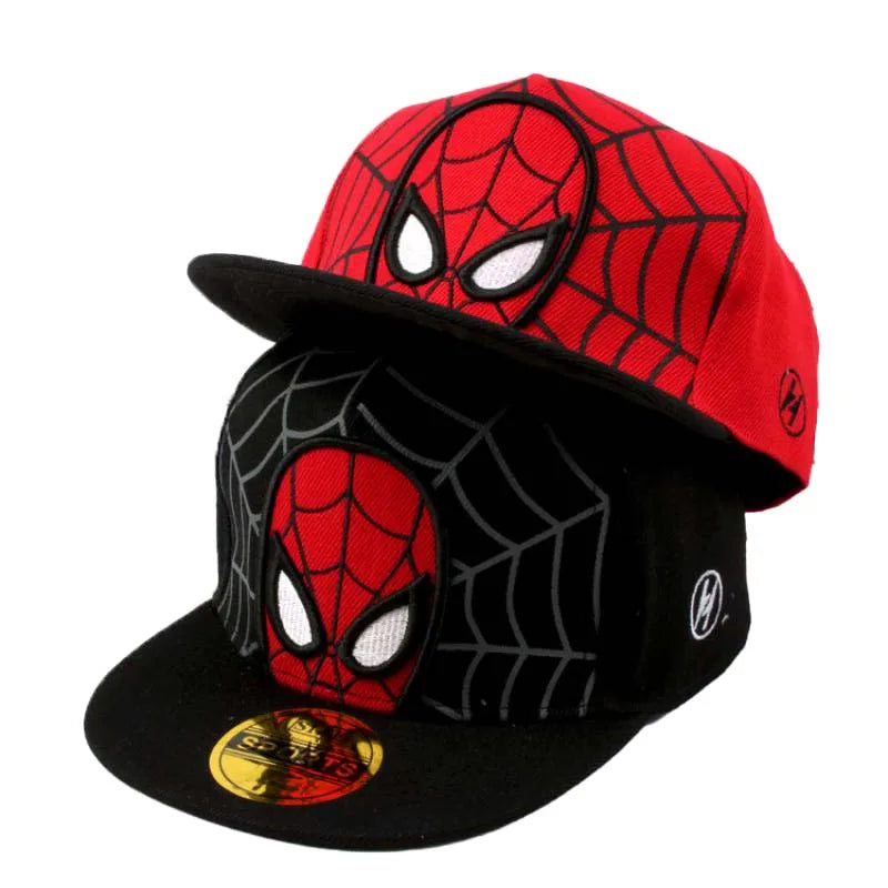 Spiderman Kids Anime Cartoon Baseball Cap Hip-Hop Flat Brim Adjustable Cool Summer Autumn Duck Tongue Hat Toddler Kids Baby Caps