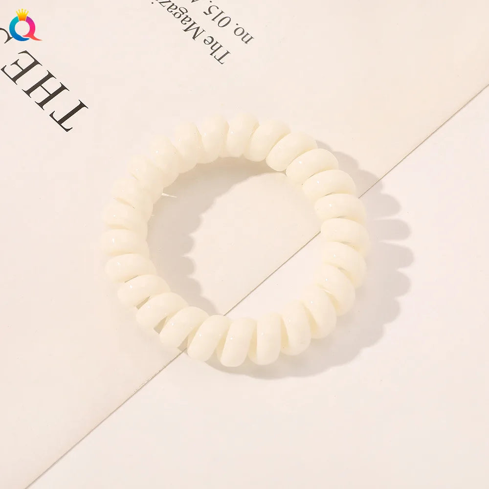 High Elasticity Telephone Coil Hairbands Women Spiral Hair Ties Girls Hair Rings Rope Solid Color Hair Accessories Gum Scrunchy
