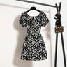 Mini robes d'été pour femmes, mode féminine, imprimé floral, en mousseline de soie, froncée, manches courtes bouffantes, robe décontractée