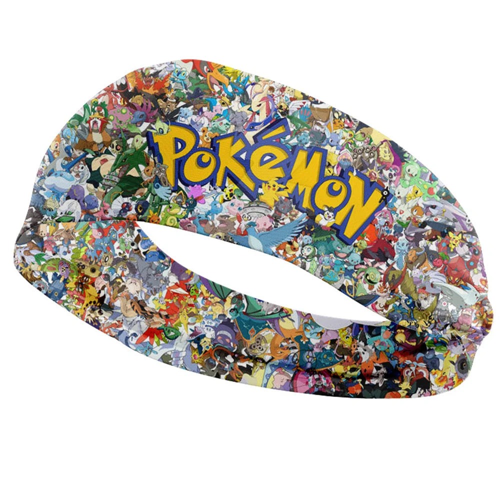 Pokemon Headbands Pikachu Stretch Wide edge Headbands Anime Childrens Sports Headbands Outdoor Running Anti Sweating Headbands