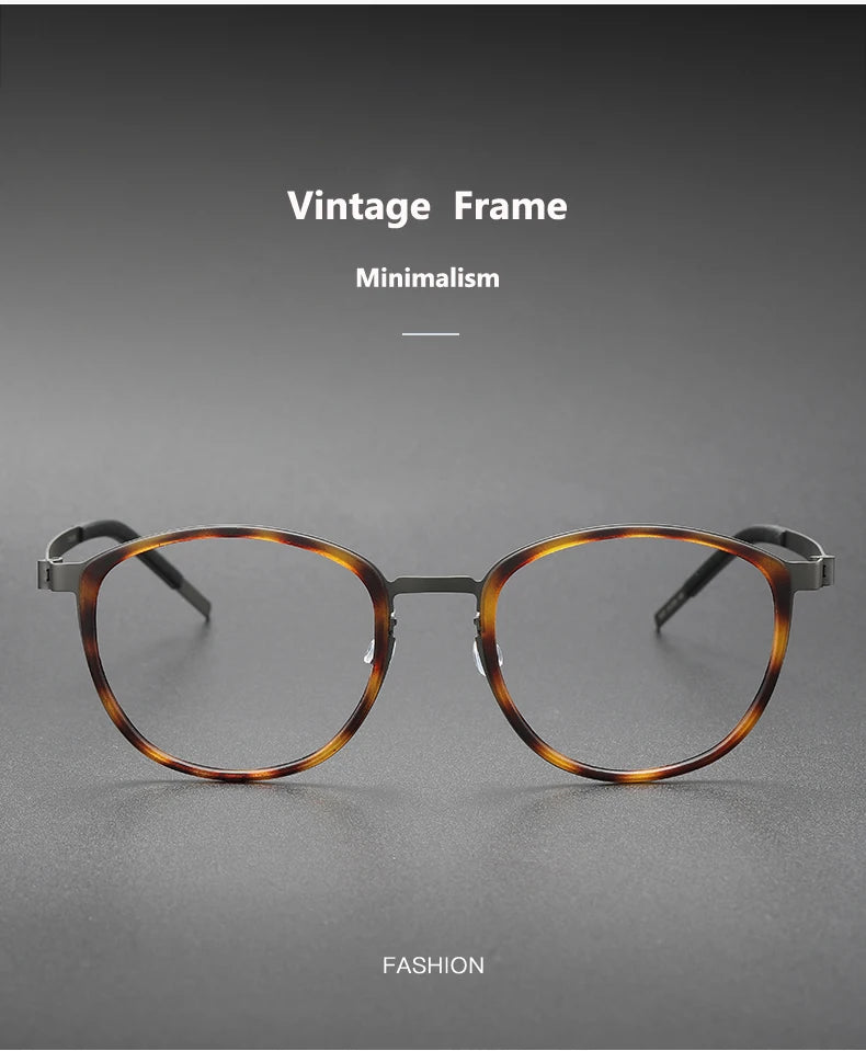 2023 Titanium Glasses Frame for Men Women Vintage Round Myopia Optical Eyewear Screwless Prescription Eyeglasses Frame Spectacle