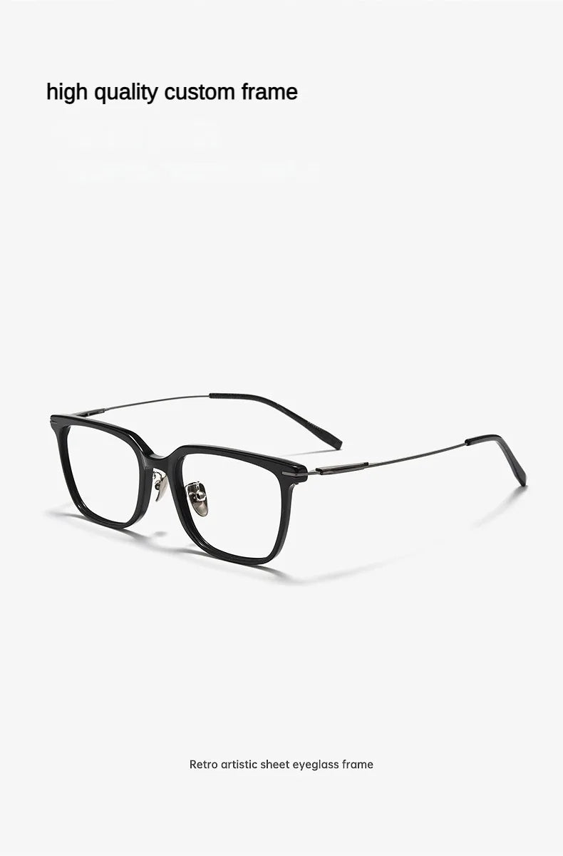High Quality Luxury Glasses Ultra Light Pure Titanium Men's Eyeglass Frames High-Quality Acetate Prescription Eyeglass Frames