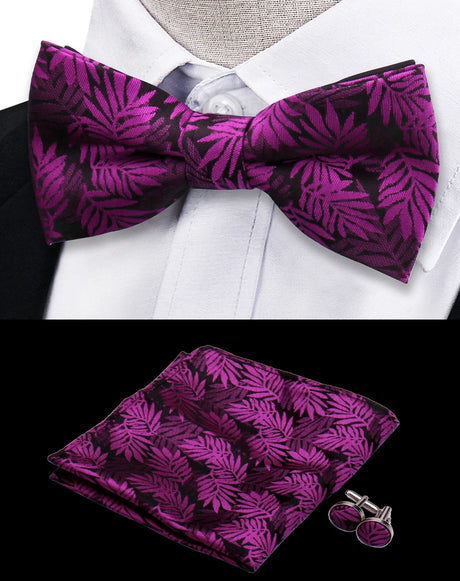 3pcs Bow Tie For MenBowtie Handkerchief Cufflinks Set For Shirts Fit Business Wedding Butterfly Paisley Pocket Square Bowtie Man