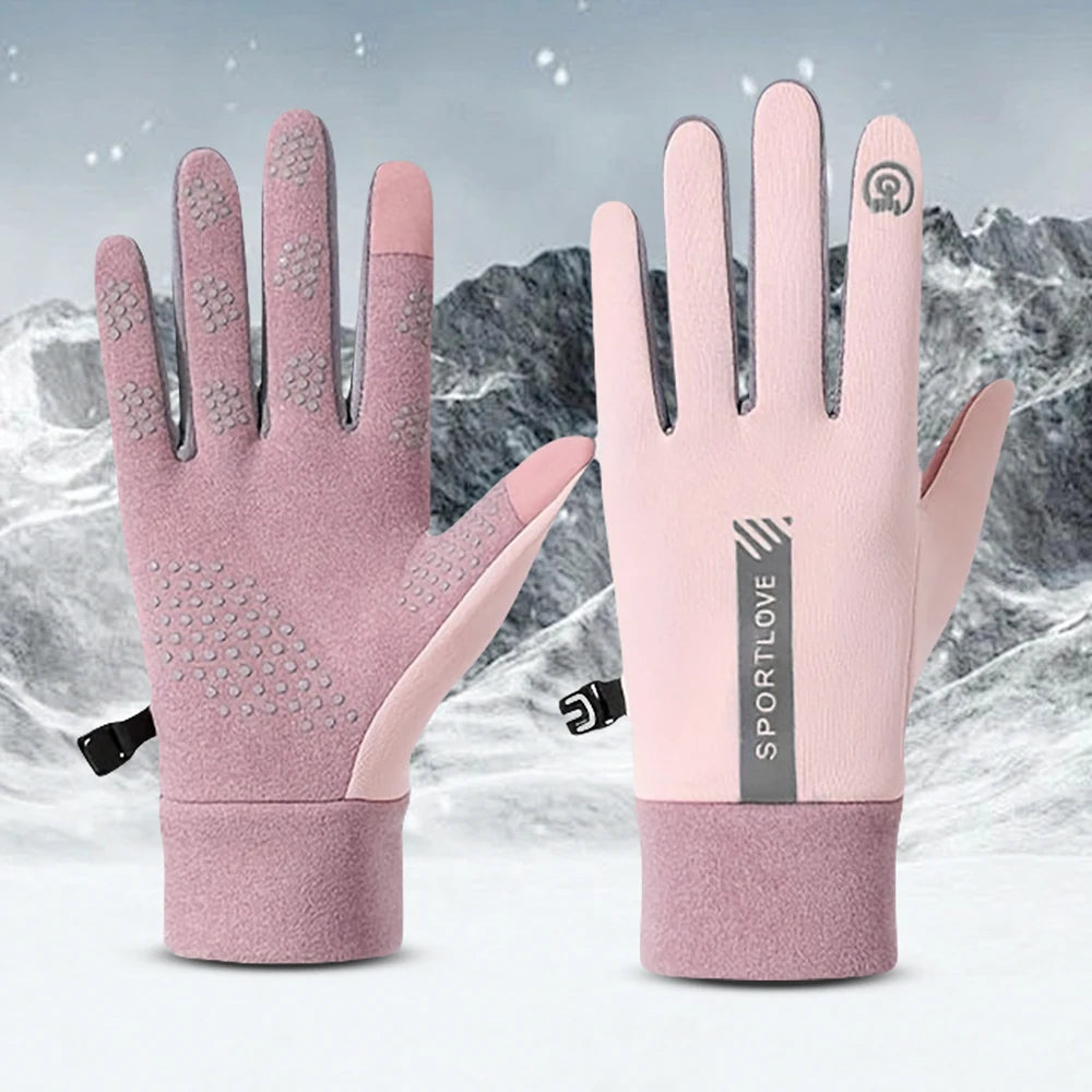 1Pair Winter Waterproof Windproof Non-slip Touch Screen Warm Gloves, For Outdoor Cycling, Driving, Skiing