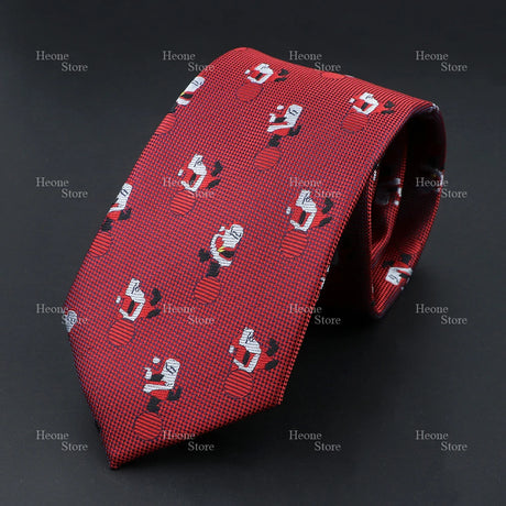 Classic Red Blue Christmas Tie For Men Father Festival Gift Santa Claus Snowman Tree Snowflake Elk Necktie Skinny 7cm Accessory