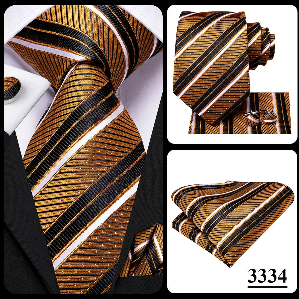 Black Red Striped Silk Wedding Tie For Men Handky Cufflink Gift Men Necktie Fashion Business Party Dropshiping Hi-Tie Designer