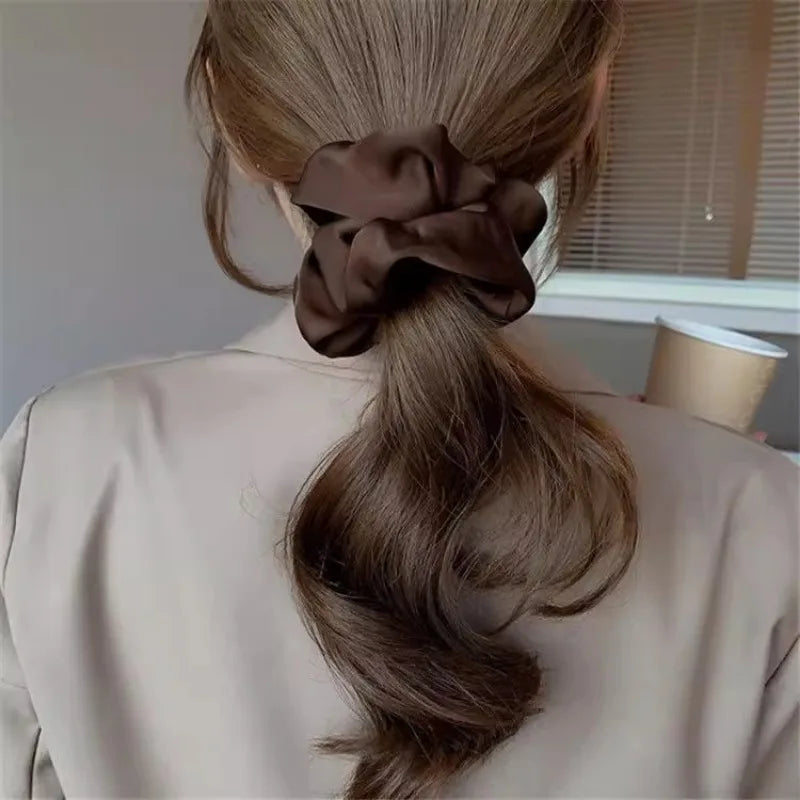 1pcs Women Silk Satin Scrunchies Korean Ladies Girls Korean Elastics Hair Band Ponytail Hold Hair Tie Satin Hair Accessories