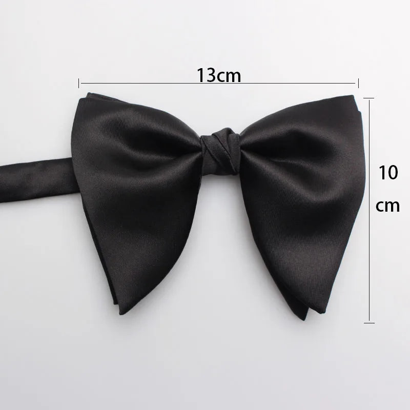 New Mans Black Bow Luxurious Polyester Horn Bow Tie With Pearl Chain Brooch For Bussiness Wedding Party Tuxedo Accessories Ties