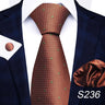 Brand Fashion 8 cm Tie For Men Woven Festive Present Tie Handkerchief Cufflink Set Necktie Shirt Accessories Red Striped