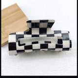 Clearance_Black White Checkered Rectangle Hair Claw Clips For Women Girls Fashion Hair Clips For Styling Claw Clamps Hair Access