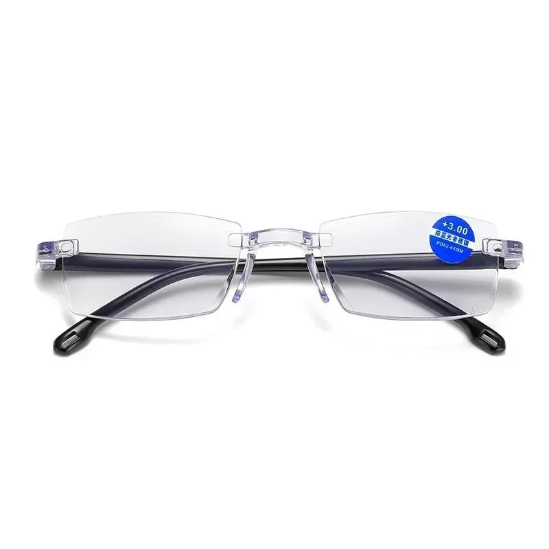 Luxury Blue Light Blocking Reading Glasses Women Men Cutting Frame Presbyopia Eyeglasses HD Lens Farsighted Prescription Eyewear