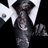 Hi-Tie Solid Rose Pink Coral Paisley Mens Silk Wedding Tie Fashion Design Necktie For Men Quality Hanky Cufflink Business Party