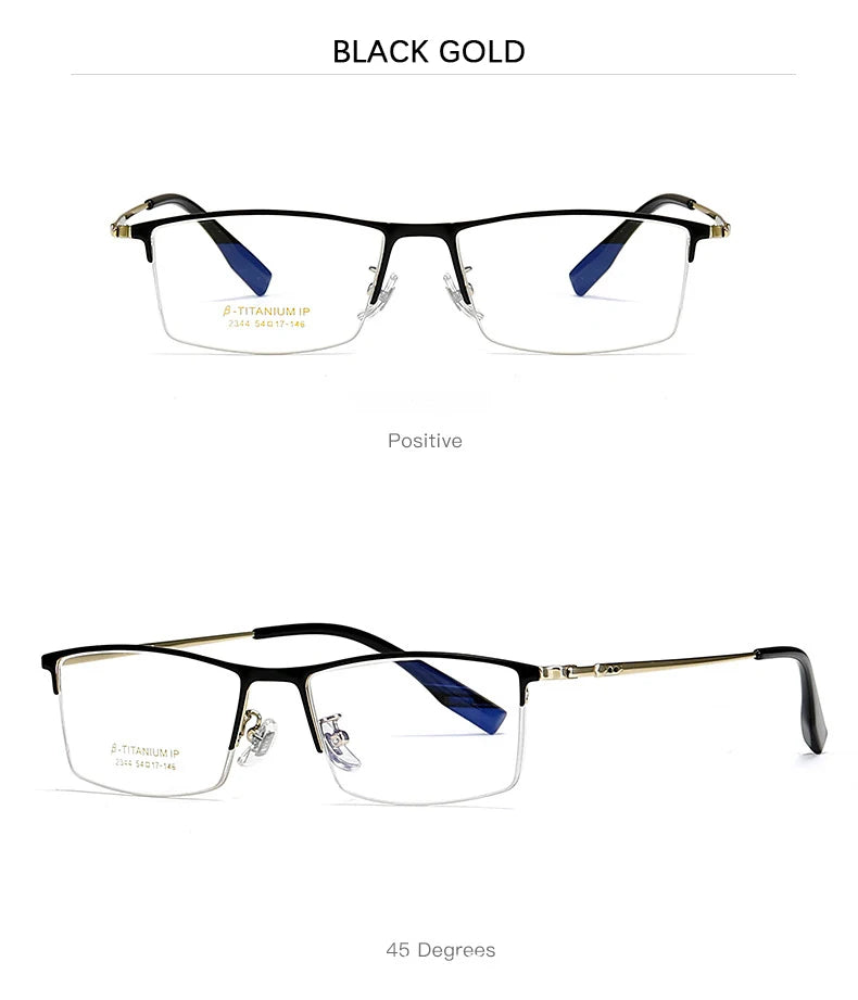 2023 New Titanium Half Frame Glasses Business Square Eyeglass Frames Myopia Hyperopia Prescription Eyeglasses Eyewear