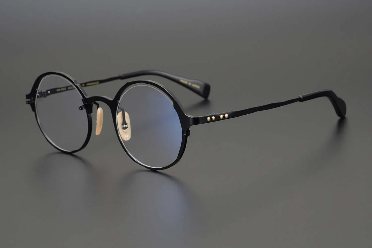 53160 Retro round pure titanium handmade glasses frame men and women irregular high-end optical frames