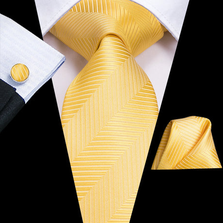 Hi-Tie Designer Gold Solid Silk Wedding Tie For Men Handky Cufflink Gift Men Necktie Fashion Business Party Dropshiping