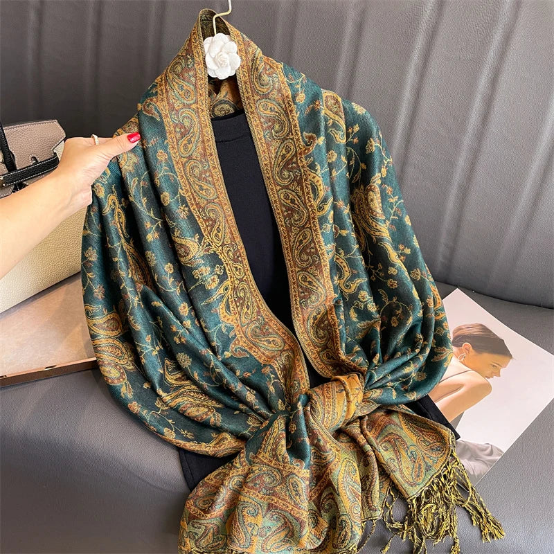 2024 new tassel blanket design thick cashmere new winter warm shawl wrapped cashmere scarf women's scarf cloak shawl