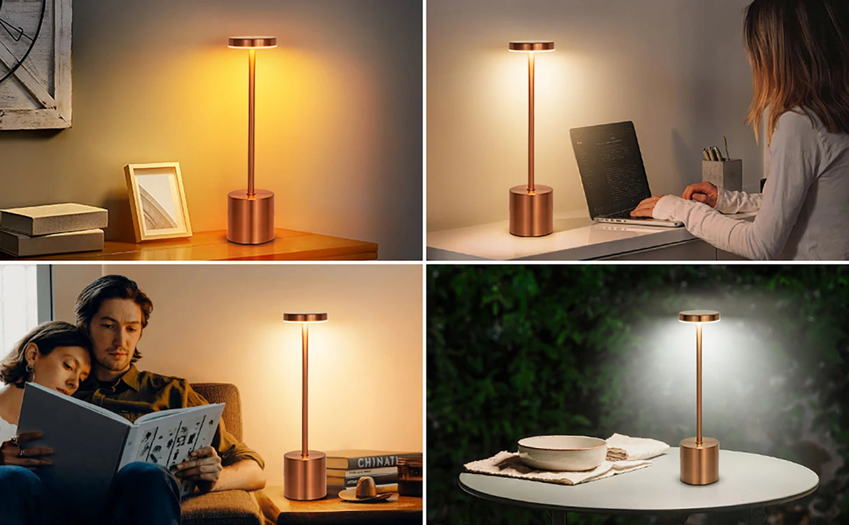 LED Table Lamp Touch Sensor Rechargeable Desktop Night Light Wireless Reading Lamp for Restaurant Hotel Bar Bedroom Decor Light