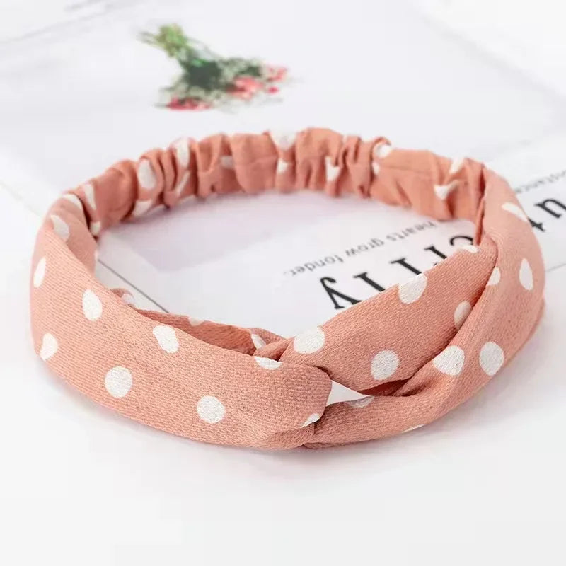 Fashion WomenFloral Headband Hair Accessories Leopard Cross Knotted Bow Chiffon Hair Band Girls Headdress Ladies Hoop Headwear