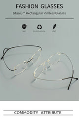Titanium Large Size Lightweight Rectangular Men and Women Colored Flexible Rimless Glasses Frame For Myopia Prescription Lenses