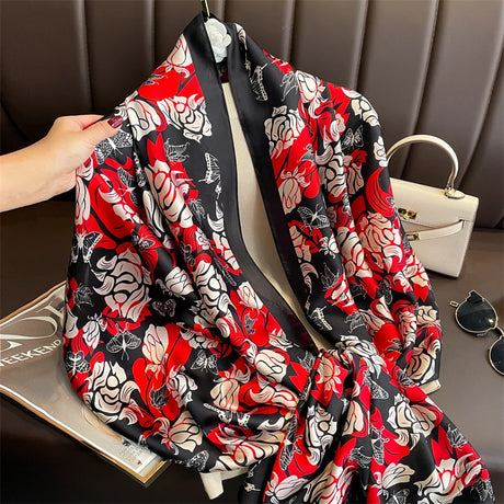 180*90cm Brand Summer Women Scarf Fashion Quality Soft Silk Scarves Female Shawls Foulard Beach Cover-Ups Wraps Silk Bandana