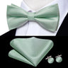 Dropshipping Solid Silk Mens Bow Tie Hanky Cufflinks Set Pre-tied Butterfly Knot Bowtie Wholesale for Male Wedding Business