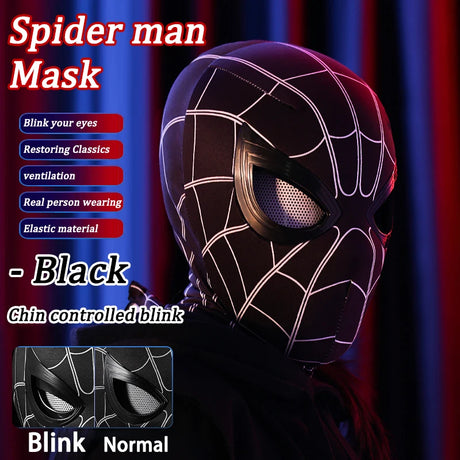 Spider Man Masks Can Blink Cosplay Helmet Moving Eyes Model Party Props Elastic Toys Adults Kids Halloween Christmas Gifts