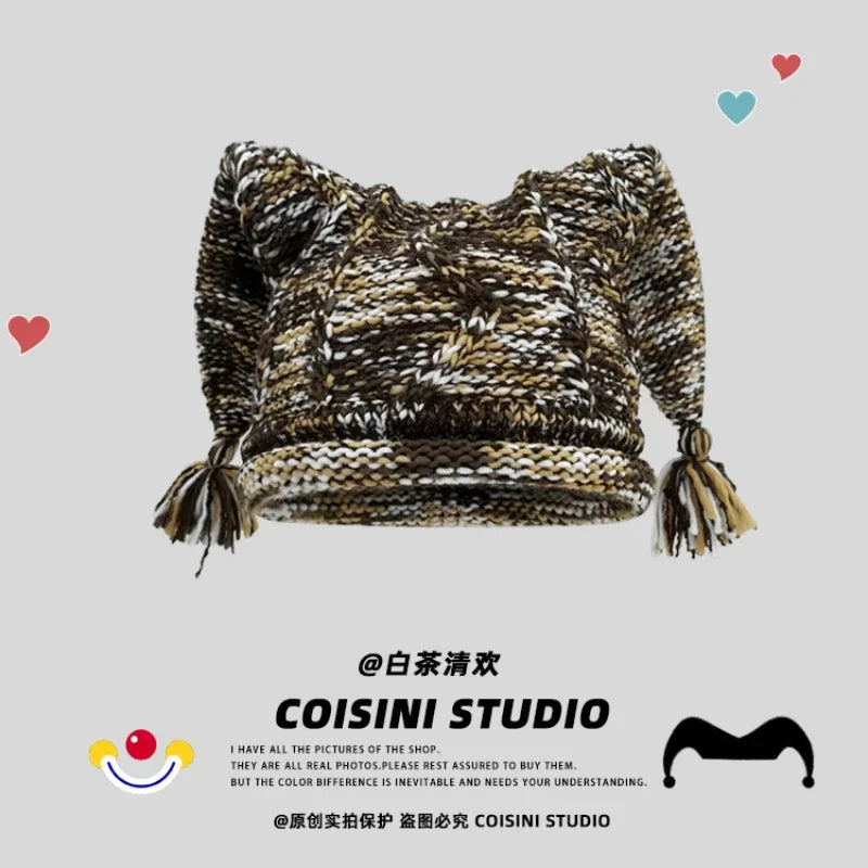 Niche Designer Personalized Clown Beanies Cap for Women Autumn and Winter Casual Warm Fashion Versatile Funny Men's Hats