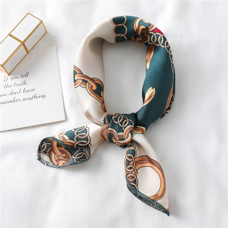 2022 Silk Square Scarf For Women Small Neck Scarves Print Foulard Hair Band Lady Bandana Scarfs Female Hand Kerchief