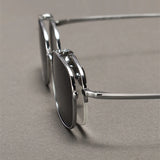 Vintage Titanium Square Glasses Frame with Flip Up Sunglasses Women Brand Designer Eyeglasses Men Trendy Semi Rimless Eyewear