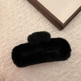 Winter Plush Square Hair Claw for Women Korean Elegant Acrylic Hairpins Faux Fur Hair Clip Pink Barrette Crab Hair Accessories