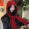 2025 Newest Knitted Balaclava Autumn Winter Solid Color Warm Beanie Shawl Earmuffs Hat One-piece Versatile Wool Hat For Women
