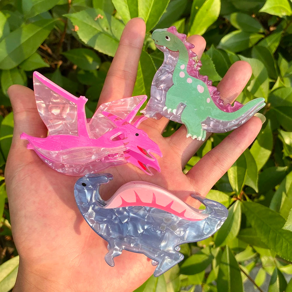 New Design Cartoon Dinosaurs Plastic Hair Clip Claw For Women Girls Fashion Funny Chameleon Ponytail Hairpin Hair Accessories