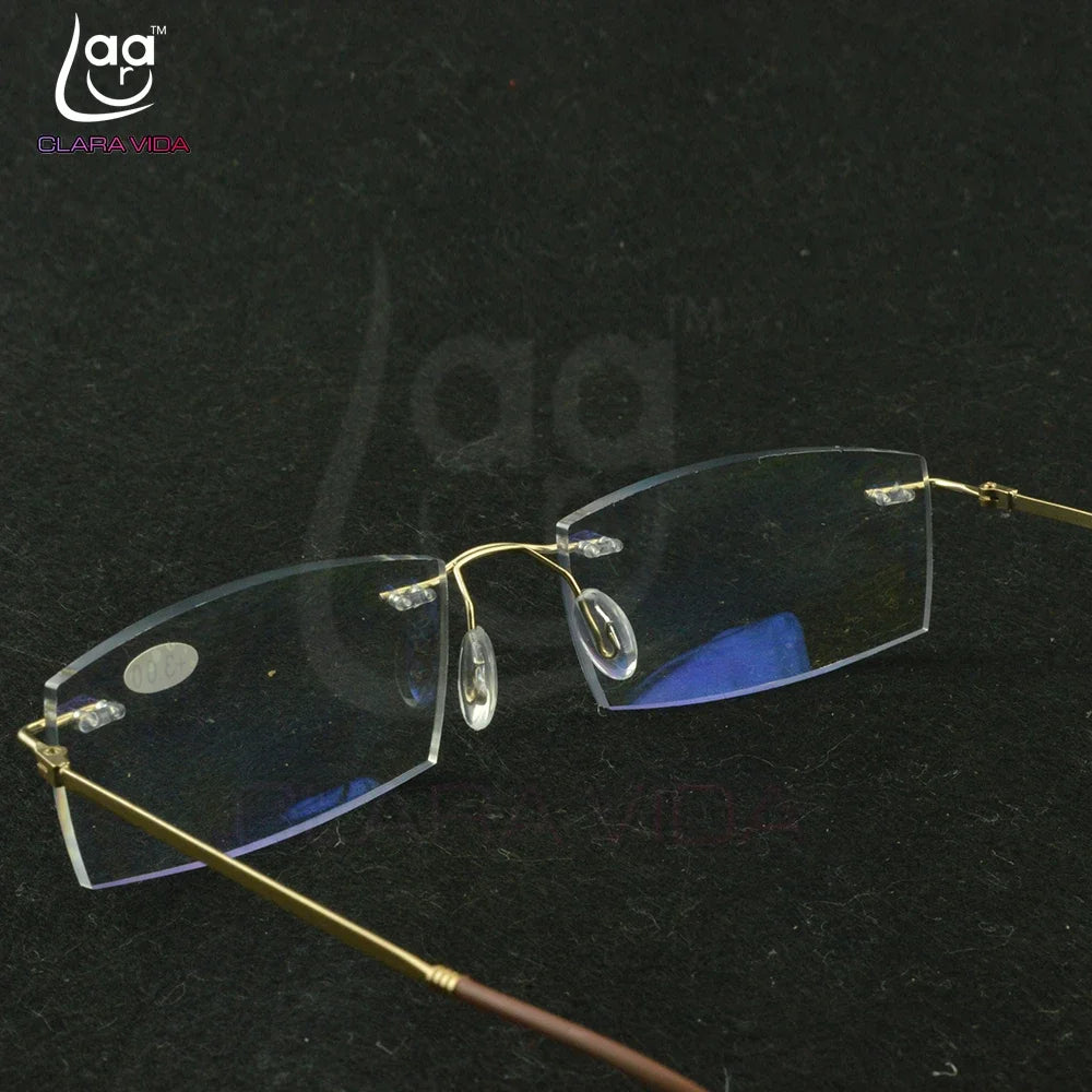 Titanium Frame Ultra Light Memory Gold Frame Coating Lenses Men Women Rimless Reading Glasses  0.75  1  1.5  1.75  2  2.25 To  4