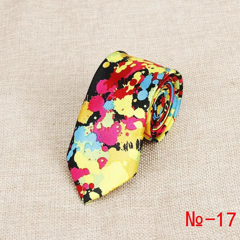 Classic Fashion Men's Skinny Tie Colorful Musical Notes Printed Piano Guitar Polyester 5cm Width Necktie Party Gift Accessory