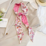 Silk scarves with ribbons tied with long narrow scarf girls hair accessories wholesale.