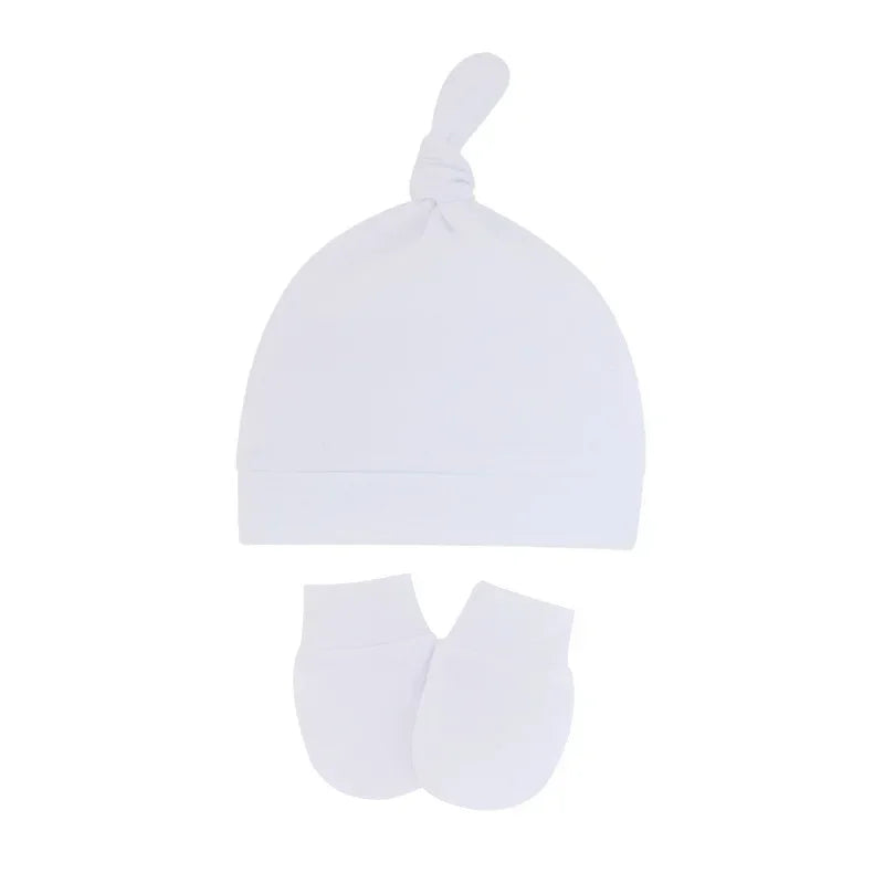 Newborn Baby Hat with Gloves Autumn Winter Warm Cotton Kids Beanies Stuff Children Accessories Infant Nightcap 0-6 Months Babies